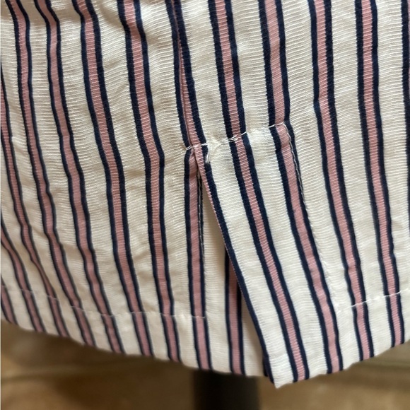 HAYDEN L.A. LACE UP ON OFF SHOULDER PUFF SLEEVE PINK STRIPE MINI DRESS SZ L NWT - Picture 5 of 13